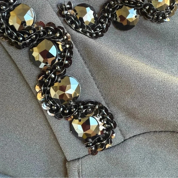 NWT Catherines Blouse Plus 5x 34/36W Black Chiffon Jeweled Top Split Sleeve - Picture 9 of 9